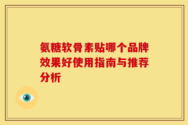 氨糖软骨素贴哪个品牌效果好使用指南与推荐分析